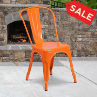 Flash Furniture CH-31230-OR-GG Orange Metal Indoor-Outdoor Stackable Chair